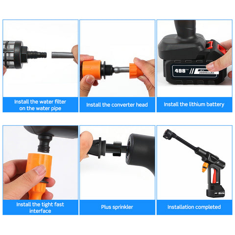 Portable Cordless Pressure Washer Electric Power Jet Water Wash Cleaner with Rechargeable 6-in-1 Nozzle Compatible with Makita Battery Car Washer Gun