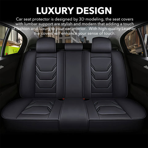 Complete set of five car seat covers, suitable for both front and rear seats, made of high-quality leather, with a 3D design, suitable for all seasons, and durable