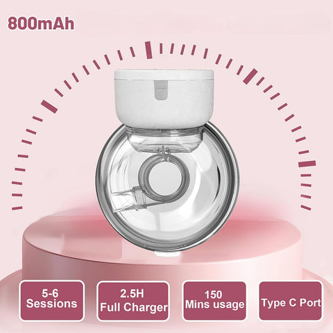 Portable hands-free breast pump, smart display wearable breast pump, 3 modes and 9 suction levels, 24mm breast shield