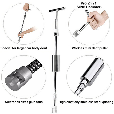 专业汽车无痕凹陷修复工具组，含金钩、桥式拉拔器等，高效修复钣金凹痕、冰雹与车门坑。不伤原漆，操作精准，适用于多种车型与凹痕尺寸，是DIY车主的理想之选。