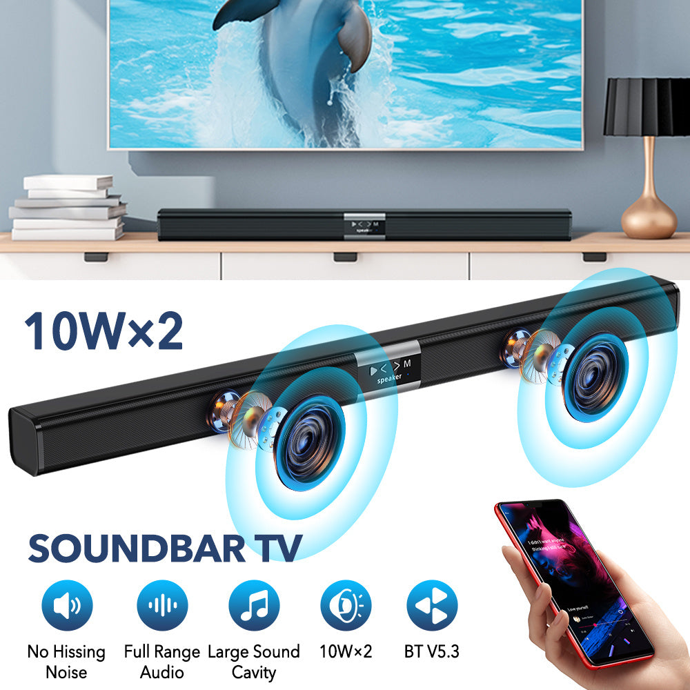 Sound Bar for TV 32 Inch Bluetooth Soundbar Speakers Surround Sound Home Theater System with Bluetooth AUX USB TF Card Coaxial Connection for TV PC Gaming Projectors