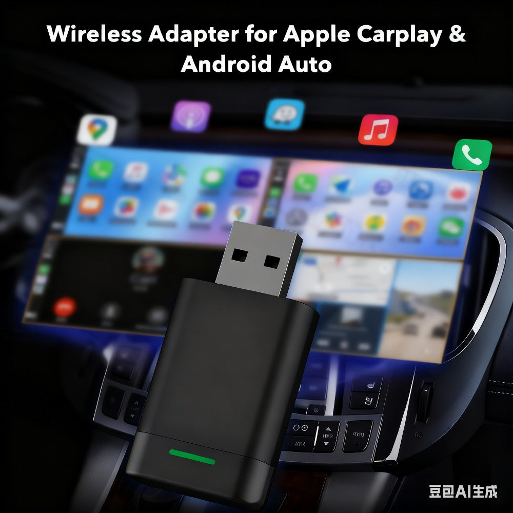 2-in-1 Wireless CarPlay/Android Auto Adapter, 5.8 GHz Wifi Wireless 5.3, Plug-and-Play Mini Dongle for Audi/Toyota/VW, Convert Factory Wired to Wireless, Zero-Lag Auto-Connect