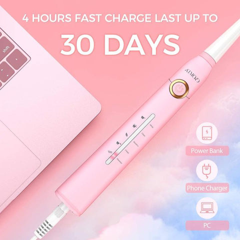 （EU & US ONLY）ATMOKO HP126 Electric Toothbrushes for Adults with 8 Duponts Brush Heads Pink