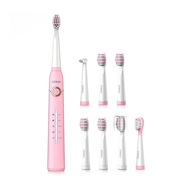 （EU & US ONLY）ATMOKO HP126 Electric Toothbrushes for Adults with 8 Duponts Brush Heads Pink