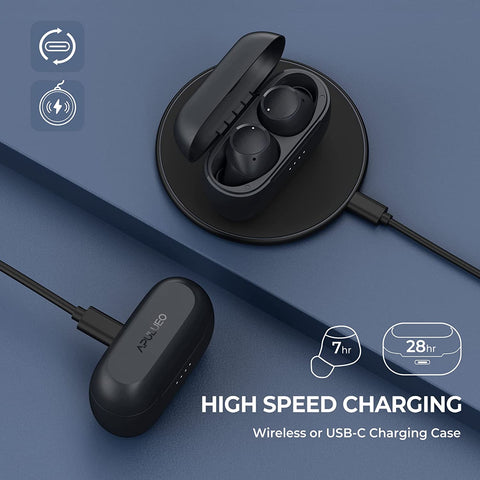 [ US ONLY ] Mpow Wireless Earbuds ANC, Bluetooth Headphones Active Noise Canceling Sport Earphones Bluetooth Punchy Bass w/35H Playtime/Wireless Charging/Touch Control/Twins&Mono Modes/IPX8,Black