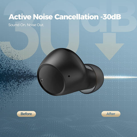 [ US ONLY ] Mpow Wireless Earbuds ANC, Bluetooth Headphones Active Noise Canceling Sport Earphones Bluetooth Punchy Bass w/35H Playtime/Wireless Charging/Touch Control/Twins&Mono Modes/IPX8,Black