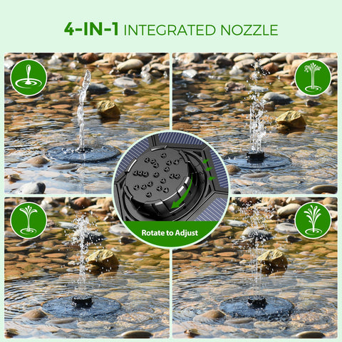 TRODEEM Solar Pond Fountains Upgraded 4-in-1 Nozzle, 2.2W All Cover Solar Panels, 7 Water Styles With Anti-Collision Bar and Regulating Valve, Bird Bath, Pond, Pool, Fish Tank, Aquarium and Garden